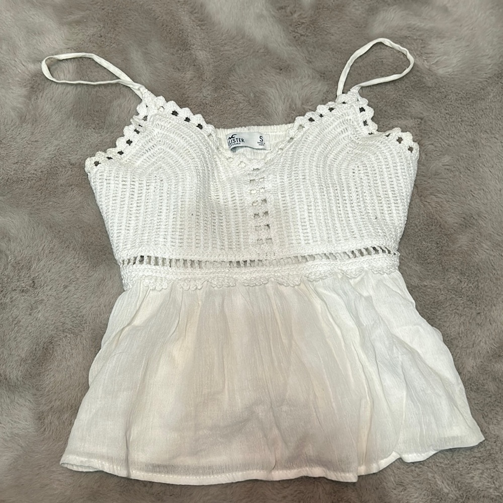 Hollister White Cropped Shirt